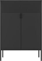 2 Mesh Door Metal Storage Cabinet with Adjustable Shelves, Multipurpose Black Storage Cabinet, 3-Tier Office Cabinet,Metal Storage Cabinet for Office Home,Hallway(Black, 47''H)
