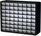 Akro-Mils 24 Cabinet 10724, Plastic Parts Storage Hardware and Craft Cabinet, Black & 10164 64 Drawer Plastic Parts Storage Hardware and Craft Cabinet, 20" x 15.75", Black
