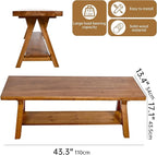 SwallowLiving 43 Inch Farmhouse Storage Bench, Rustic Solid Wood Entryway Bench for Living Room, Dining Room, Hallway | Indoor Seating with Natural Wood Finish