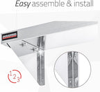 DuraSteel Heavy Duty Wall Mount Shelf - 36" Wide x 14" Deep Classic Stainless Steel Wall Floating Shelves - NSF Metal Storage Wall Shelves - For Commercial Kitchen, Laundry Room, Garage, Food Truck