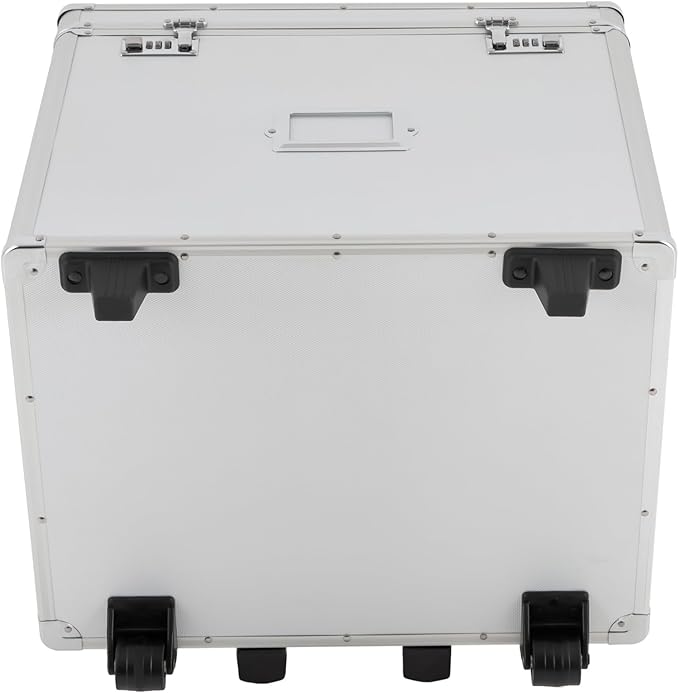Rolling Cart for Teachers, Rolling File Cart with Hanging Folders, Portable File Box with Handle, Aluminum Alloy, Passcode Lock, Silver