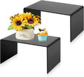 2 Pcs 12 Inch Large Acrylic Risers Display Stands 5 mm Thick Acrylic Shelf Riser Showcase for Collectibles Jewelry Cupcakes Food Figures Perfume Cabinet (Black)