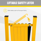 Metal Expandable Barricade, 17 Feet Retractable Fence Outdoor, Mobile Safety Barrier Gate, Easily Assembled Expanding Gate with Casters, Collapsible Accordion Barricade Gate Outdoor (17 FT)