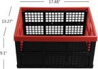 Hespapa 35 Quart Folding Crates, Red Plastic Collapsible Storage Container Milk Crate Baskets, 2 Pack