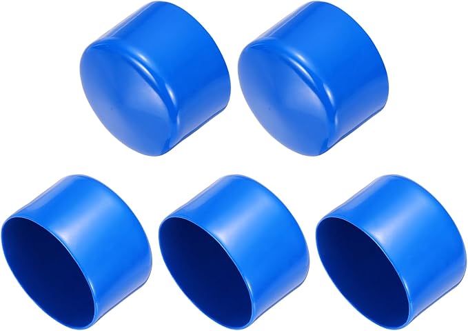 uxcell 5pcs Rubber End Caps 65mm(2.6 Inch) ID Vinyl PVC Round Tube Bolt Cap Cover Screw Thread Protectors Blue