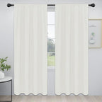 Easy-Going Rod Pocket Blackout Curtains for Bedroom, Room Darkening Window Curtains for Living Room, Thermal Insulated Noise Reduction Solid Window Drapes, 2 Panels(52x84 in, Ivory)