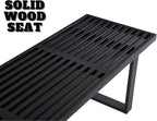 55" Black Solid Wood Entryway Bench, Modern Nelson End of Bed Bench for Bedroom w/Metal Legs, Dining Bench Long Ottoman for Front Entryway Living Room Dining Room Kitchen