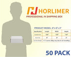 HORLIMER 6x6x2 inches Shipping Boxes Set of 50, White Corrugated Cardboard Box Literature Mailer