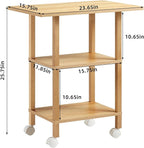 Lerliuo 3 Tier Printer Stand with Storage, Printer Table for Home Office, Wooden Rolling Printer Cart Shelf with Lockable Wheels fit Fax Machine, Scanner(Natural)