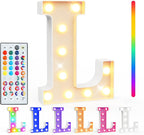 Pooqla Colorful Light Up Letters with Remote, Upgraded 35 Colors LED Marquee Letters, RGB Lighted Letter for Girls Teenager Gift, Birthday, Party, Wedding, Night Light, Room, Bedroom Decor, Letter L