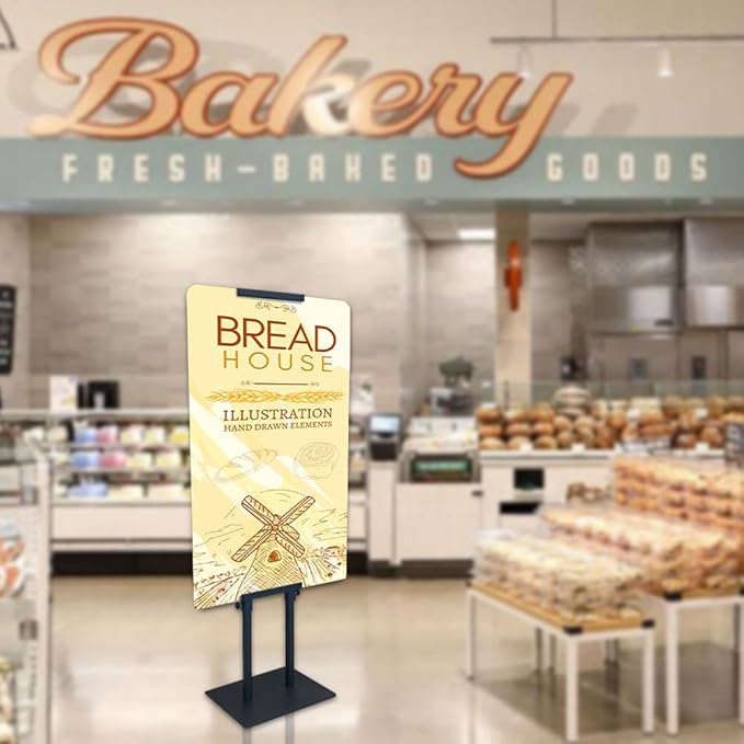 Heavy Duty Pedestal Poster Sign Stand for Display Double Sided Poster Stand Adjustable Height Up to 80 Inches w/ Non-Slip Base Floor Standing Sign Holder for Board & Foam Sign,Wedding,Restaurant