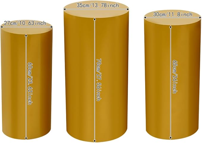 Cake Pedestal Stands for Party 3PCS Dessert Table Display Plinth Pillars Gold Round Cylinder Pedestal Stands for Wedding Sculpture Display Column Decoration Cube (3PCS-Cylinder-Gold)