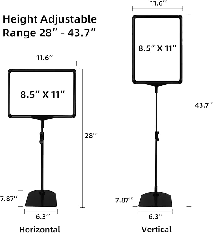 Adjustable Sign Holder Stand 8.5 x 11, Sign Stand for Display,Adjustable Sign Holders For Table Top, Table Sign Holders,Suitable for indoor use (Black-2pcs)