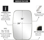 ANDY STAR Brushed Nickel Bathroom Mirror, Large 24x36’’ Brushed Nickel Metal Framed Oblong Wall Mirror, Modern Nickel Oval Vanity Mirror