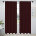 Easy-Going Rod Pocket Blackout Curtains for Bedroom, Room Darkening Window Curtains for Living Room, Thermal Insulated Noise Reduction Solid Window Drapes, 2 Panels(52x96 in, Wine)