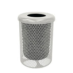 COATEDOUTDOORFURNITURE RFT-TXTGRY Heavy Duty Round Trash Receptacle with Flat Top, Liner Included, 32 Gallon, Textured Grey, Made in America