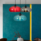 Industrial Pendant Light Shade of Onion Vintage Chandelier E26 Pendant Lighting for Kitchen Island Colorful Glass Cage (Red)