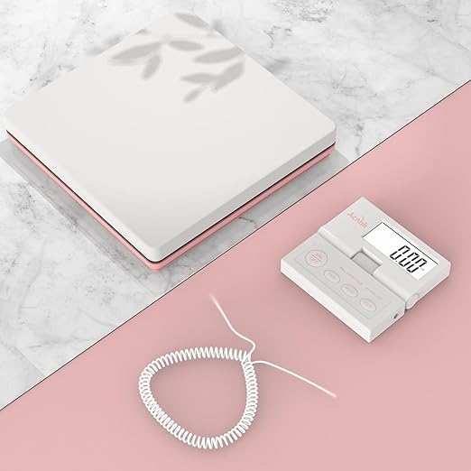 Postal Scales for Shipping, 110LB(50KG) Scale for Package, Three Functions: Tare,Mode and Hold, Individual Flexible Panel,with Manual and Adapter