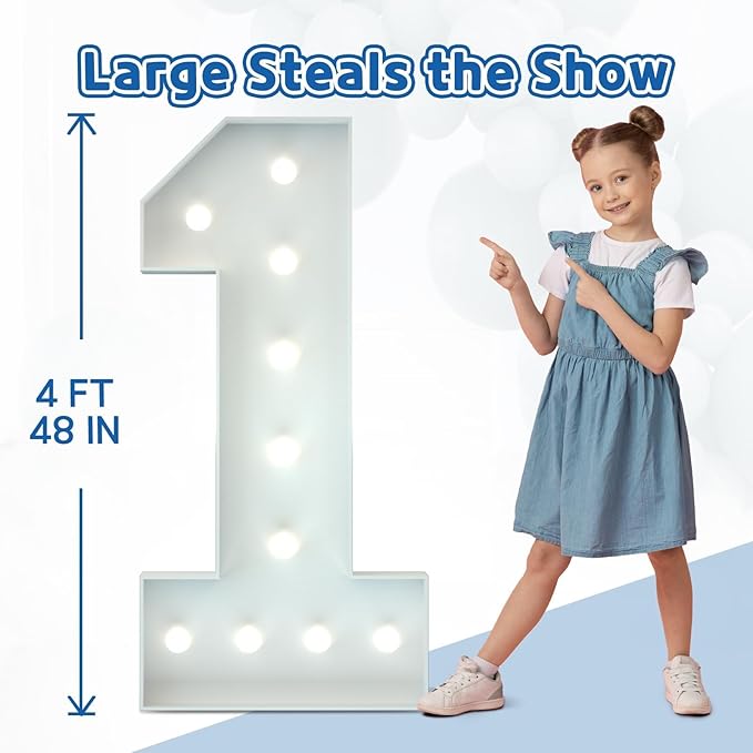 Marquee Numbers 4 Feet Tall Big Light Up Numbers 30th Birthday Decorations Women Men White Anniversary Party Decor Large Cardboard Prop Backdrop Sign 30