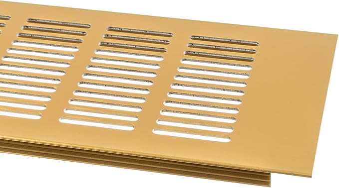 Vent Systems 15.75 x 3.94 (Outer Size) Air Supply Ventilation Grille - Pack of 2 - Gold Aluminum Rectangle Intake/Exhaust Door Vent Deflector - HVAC for Home Improvement Floor, Wall Duct Cover
