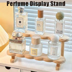 Double Deck Wooden Display Riser Stand, Minifigures Doll Model Organizer Stand,Small Plant Perfume Jewelry Storage Rack for Desktop Window Sill Bar