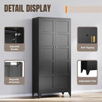 Yizosh Metal Storage Cabinet with 2 Doors and 4 Adjustable Shelves - 71" Black Kitchen Pantry Storage Cabinet,4-Tier Tall Steel Cabinet Locker for Living Room,Dining Room,Kitchen