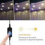YGS-Tech LED Puck Lights, Under Cabinet Lighting Silver Trim, 3000K Warm White, CRI90+, Touch Dimming, All Accessories Included, Under Counter Lighting for Kitchen, Closet Lights, Safe Light, 3-Pack
