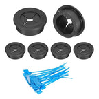 uxcell 6Pcs Cable Cord Grommet, 1-3/16"(30mm) Rubber Desk Grommets Wire Pass Through Hole Cover with Marked Cable Ties for Home Office Cable Wire Protection, Black