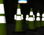 Fluorescent Orange/Green PVC Traffic Cones, Heavy Black Base Parking Lot Cone Structurally Stable Weatherproof Road Construction Safety Cones (4, Green, 28" Large)