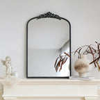 Micasso Vintage Wall Black Mirror: 24" x 36" French Baroque Antique Mirror - Traditional Ornate Decorative Arched Mirrors for Wall/Bathroom/Entryway/Fireplace/Hallway - Home Decor for Living Room