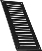 Vent Systems - 3 x 10 Inch (Inner) Black Metal Rectangular Soffit Air Vent Grille Cover, Register Vent Deflector Louver Built-in Mesh HVAC for Bathroom Home Office Kitchen 5" x 12" (Outer)