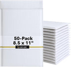50-Pack 8.5x11" Bubble Mailers White Poly Padded #2 Envelopes Self Seal Shipping Bags Lightweight Tear Resistant Bubble Mailing Envelopes for Small Business Packaging, DVD, Clothing, Books, Gifts