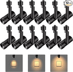 mirrea H Type LED Track Lighting Heads, Track Light Head with 24° to 60° Adjustable Beam Angle, 13.5W 90 CRI 3000K Warm White Black Painted, Pack of 12