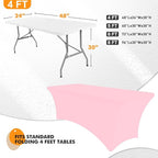 SEPARO 2Pack,4FT Pink Spandex Table Cover Fitted Rectangular Tablecloth Stretchable Tablecloth 4 ft Wrinkle-Free for Party Tradeshows Banquet Weddings Cocktail, 2 Pcs