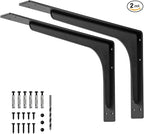 24 x14.2 INCH Shelf Brackets,L Shelf Brackets,Vertical Angle, Premium Alloy Metal Heavy Duty Shelf Bracket, high Strength Mounting Hardware Included, Corner Brace Joint,Pack of 2.