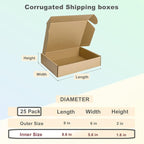 MEBRUDY 9x6x2 Inches Shipping Boxes Pack of 25, Small Corrugated Cardboard Box for Mailing Packing Literature Mailer