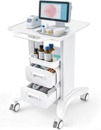 Medical Trolley Cart with Drawers & Wheels - Rolling Hospital Utility Cart for Clinics, Dental Offices, Beauty Salons, 18"x17"x30" Mobile Storage Cart with Locking Casters