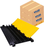 Kable Kontrol Atlas Cable Protector Wire Ramp - 3 Channel Bulk Wholesale Pallet - 10 Pcs - 35” Long Black & Yellow - 24000 Lbs Load Capacity - Rubber Speed Bump Wire Protector Cord Cover - CP9973