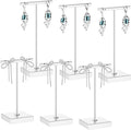 Kigeli 6 Pack Metal T Bar Earring Display Stand Retail Earring Display Holder Detachable Metal Earring Display Storage Rack Jewelry Photography Prop, Square Base, Height 4.3" and 5.1" (Silver)