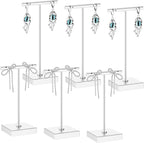 Kigeli 6 Pack Metal T Bar Earring Display Stand Retail Earring Display Holder Detachable Metal Earring Display Storage Rack Jewelry Photography Prop, Square Base, Height 4.3" and 5.1" (Silver)