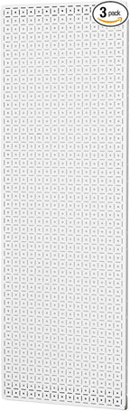 OmniWall Modular Metal Pegboard System, 16x48 inches, Steel Construction, Wall-Mounted Tool Storage (White, Vertical)
