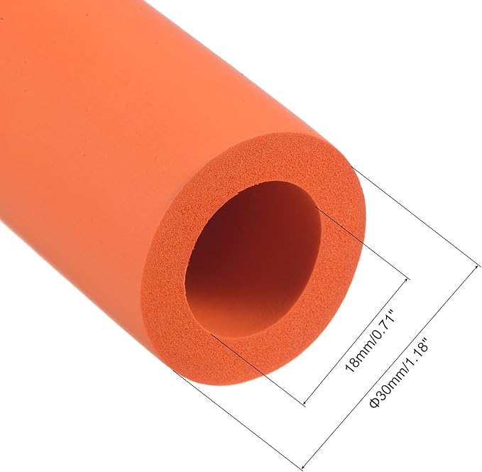 uxcell Foam Tubing for Handle Grip Support, 18mm ID 30mm OD 1m Length Orange