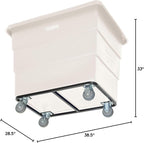 Global Industrial 12 Bushel Plastic Bulk Box Truck, Steel Chassis Base, 1000 lbs. Capacity, 4" Non-Maring Rubber Casters, White, 38-2/5"L x 28-9/10"W x 33" H