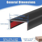 Rubber Edge Trim, Self-Adhesive U Channel Edge Protector for Plywood, Cabinet, 1-1/4" Wood Edge Banding, Flexible Furniture Repair, EPDM Material, Fit 1-1/4"(32mm), Length 20Ft, Black