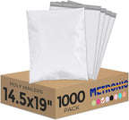 Metronic Poly Mailers 14.5x19 1000 Pcs White, Large Shipping Bags for Clothing Mailing Bags with Strong Self-sealing Adhesive Waterproof and Tear-Proof Postal Bags in Bulk