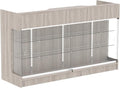 72" W x 22" D x 42" H - Tempered Glass Retail Display Case, Reception Desk, Retail Checkout Counter with Lockable Drawers, Suitable for Offices, Retail Stores and Boutiques (Gray Wood Grain)