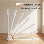 Adjustable Power Extension Pole with USB-C & USB-A Ports, 2 AC Outlets, 22–27 Inch Expandable Length, 180° Rotating Design, Space-Saving Power Strip for Sofa, Desk, and Bedside Use