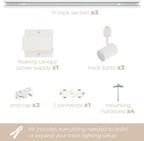 Amped Collection 3-Light 48in Field Cuttable LED Track Lighting Kit with 3 LED 5-CCT Selectable Track Heads, 4ft Track, End Caps, Floating Feed in White Finish