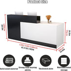 Reception Counter Desk With Lockable Drawers, Modern Retail Front Desk, Home Office Wooden Computer Table for Checkout, Beauty Salon, Lobby