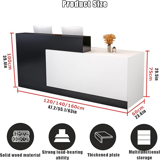 Reception Counter Desk with Lockable Drawers, Modern Retail Counter, Home Office Desk/Table, for Checkout, Office, Beauty Salon, Lobby